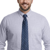 BIG & TALL ALL-OVER STRETCH L/S PLAID BUTTON-DOWN DRESS SHIRT - PAGODA BLUE