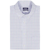BIG & TALL ALL-OVER STRETCH L/S PLAID BUTTON-DOWN DRESS SHIRT - PAGODA BLUE