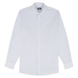 BIG & TALL ALL-OVER STRETCH L/S PLAID BUTTON-DOWN DRESS SHIRT - PAGODA BLUE