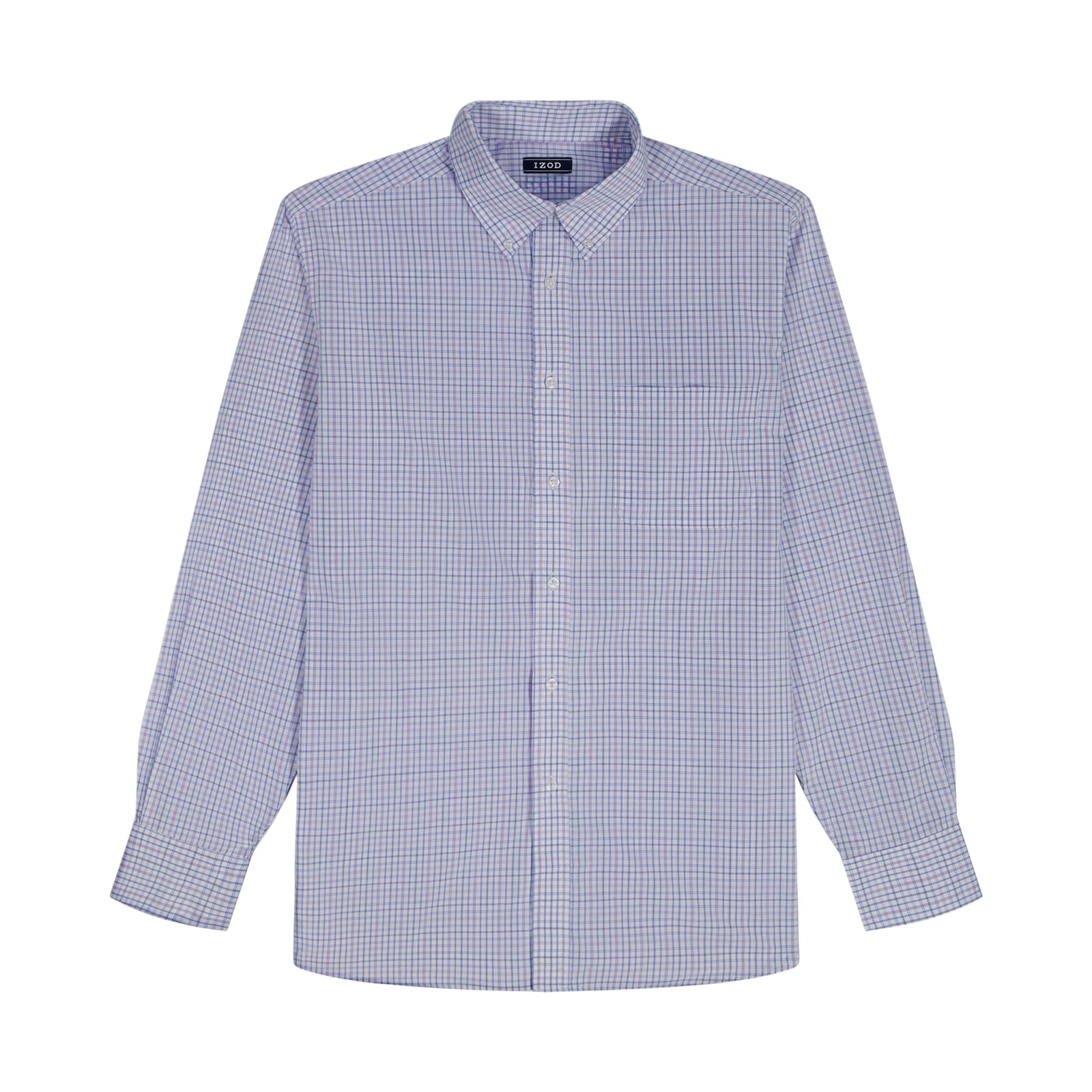 BIG & TALL ALL-OVER STRETCH L/S PLAID BUTTON-DOWN DRESS SHIRT