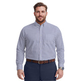 BIG & TALL ALL-OVER STRETCH L/S PLAID BUTTON-DOWN DRESS SHIRT - DAHLIA PURPLE