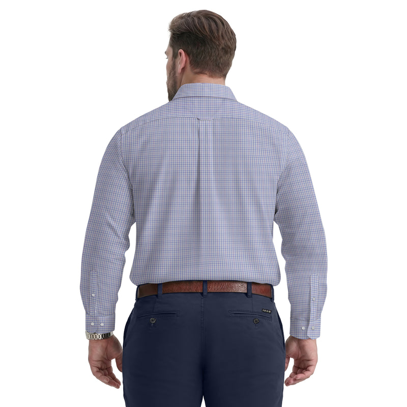 Big & Tall All-Over Stretch L/S Plaid Button-Down Dress Shirt - Izod Sportswear