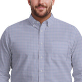 BIG & TALL ALL-OVER STRETCH L/S PLAID BUTTON-DOWN DRESS SHIRT - DAHLIA PURPLE
