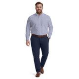 BIG & TALL ALL-OVER STRETCH L/S PLAID BUTTON-DOWN DRESS SHIRT - DAHLIA PURPLE