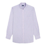 BIG & TALL ALL-OVER STRETCH L/S PLAID BUTTON-DOWN DRESS SHIRT - CONE FLOWER
