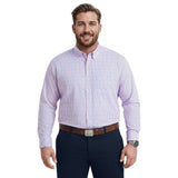 BIG & TALL ALL-OVER STRETCH L/S PLAID BUTTON-DOWN DRESS SHIRT - CONE FLOWER
