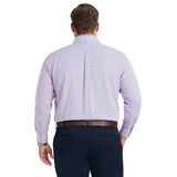 BIG & TALL ALL-OVER STRETCH L/S PLAID BUTTON-DOWN DRESS SHIRT - CONE FLOWER