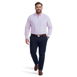 BIG & TALL ALL-OVER STRETCH L/S PLAID BUTTON-DOWN DRESS SHIRT - CONE FLOWER