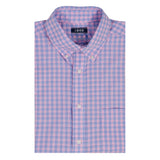 ALL-OVER STRETCH L/S PLAID BUTTON-DOWN DRESS SHIRT - LILAC