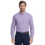 ALL-OVER STRETCH L/S PLAID BUTTON-DOWN DRESS SHIRT - LILAC