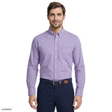 ALL-OVER STRETCH L/S PLAID BUTTON-DOWN DRESS SHIRT - LILAC