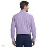 ALL-OVER STRETCH L/S PLAID BUTTON-DOWN DRESS SHIRT - LILAC