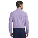ALL-OVER STRETCH L/S PLAID BUTTON-DOWN DRESS SHIRT - LILAC