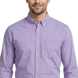 ALL-OVER STRETCH L/S PLAID BUTTON-DOWN DRESS SHIRT - LILAC