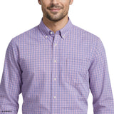 ALL-OVER STRETCH L/S PLAID BUTTON-DOWN DRESS SHIRT - LILAC