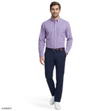 ALL-OVER STRETCH L/S PLAID BUTTON-DOWN DRESS SHIRT - LILAC