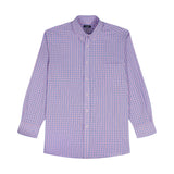 BIG & TALL ALL-OVER STRETCH L/S PLAID BUTTON-DOWN DRESS SHIRT - LILAC