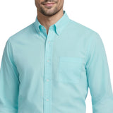 ALL-OVER STRETCH L/S BUTTON-DOWN DRESS SHIRT - LIMPET SHELL