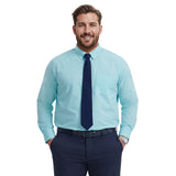 BIG & TALL ALL-OVER STRETCH L/S BUTTON-DOWN DRESS SHIRT - LIMPET SHELL