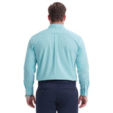 BIG & TALL ALL-OVER STRETCH L/S BUTTON-DOWN DRESS SHIRT - LIMPET SHELL