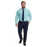 BIG & TALL ALL-OVER STRETCH L/S BUTTON-DOWN DRESS SHIRT - LIMPET SHELL