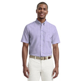 ALL-OVER STRETCH S/S PLAID BUTTON-DOWN DRESS SHIRT - PRISM PINK