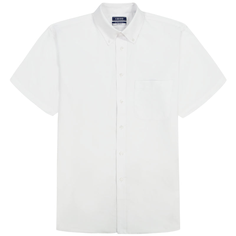 ALL-OVER STRETCH S/S BUTTON-DOWN DRESS SHIRT - BRIGHT WHITE – IZOD