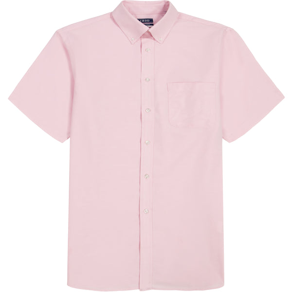 pink dress shirt short sleeve Men's Pink Linen Cotton Classic Fit Short Sleeve Button-Down Casual Shirt