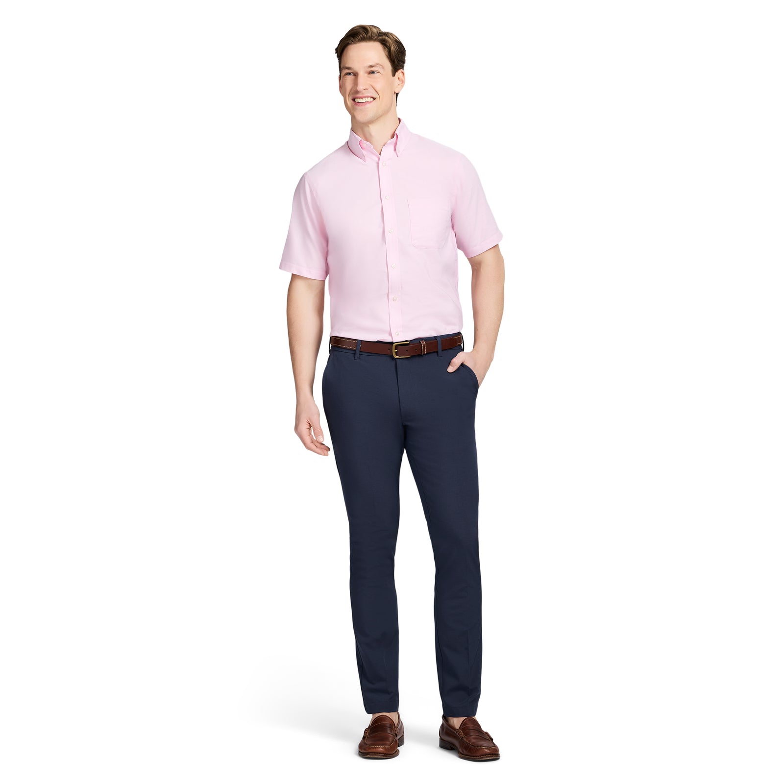 All-Over Stretch S/S Button-Down Dress Shirt - Izod Sportswear