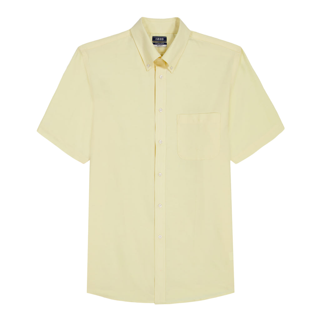 izod yellow dress shirt IZOD Yellow Regular Fit All Over Stretch Dress Shirt