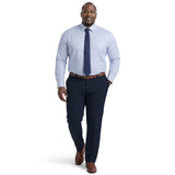 BIG & TALL ROYAL TEXTURE L/S BUTTON-DOWN DRESS SHIRT - CHAMBRAY BLUE
