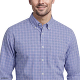 ALL-OVER STRETCH L/S PLAID BUTTON-DOWN DRESS SHIRT - ULTRAMARINE