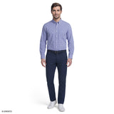 ALL-OVER STRETCH L/S PLAID BUTTON-DOWN DRESS SHIRT - ULTRAMARINE