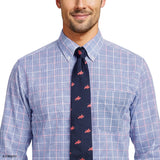 Izod Mens Dress Shirt All Over Stretch Long Sleeve Plaid Button Down Dress Shirt Blue 