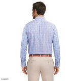 Izod Mens Dress Shirt All Over Stretch Long Sleeve Plaid Button Down Dress Shirt Blue 