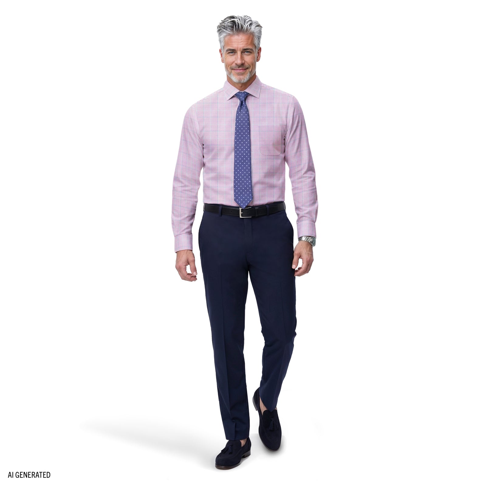 ALL-OVER STRETCH L/S PLAID BUTTON-DOWN DRESS SHIRT - SHEER LILAC