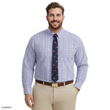 BIG & TALL ALL-OVER STRETCH L/S PLAID BUTTON-DOWN DRESS SHIRT - ULTRAMARINE