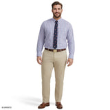 BIG & TALL ALL-OVER STRETCH L/S PLAID BUTTON-DOWN DRESS SHIRT - ULTRAMARINE