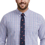 BIG & TALL ALL-OVER STRETCH L/S PLAID BUTTON-DOWN DRESS SHIRT - ULTRAMARINE