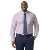 BIG & TALL ALL-OVER STRETCH L/S PLAID DRESS SHIRT - SHEER LILAC