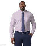 BIG & TALL ALL-OVER STRETCH L/S PLAID BUTTON-DOWN DRESS SHIRT - SHEER LILAC
