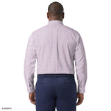 BIG & TALL ALL-OVER STRETCH L/S PLAID BUTTON-DOWN DRESS SHIRT - SHEER LILAC