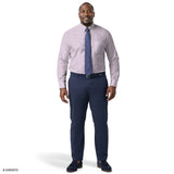 BIG & TALL ALL-OVER STRETCH L/S PLAID BUTTON-DOWN DRESS SHIRT - SHEER LILAC