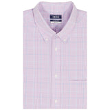 Izod Mens Dress Shirt All Over Stretch Long Sleeve Plaid Button Down Dress Shirt Purple 