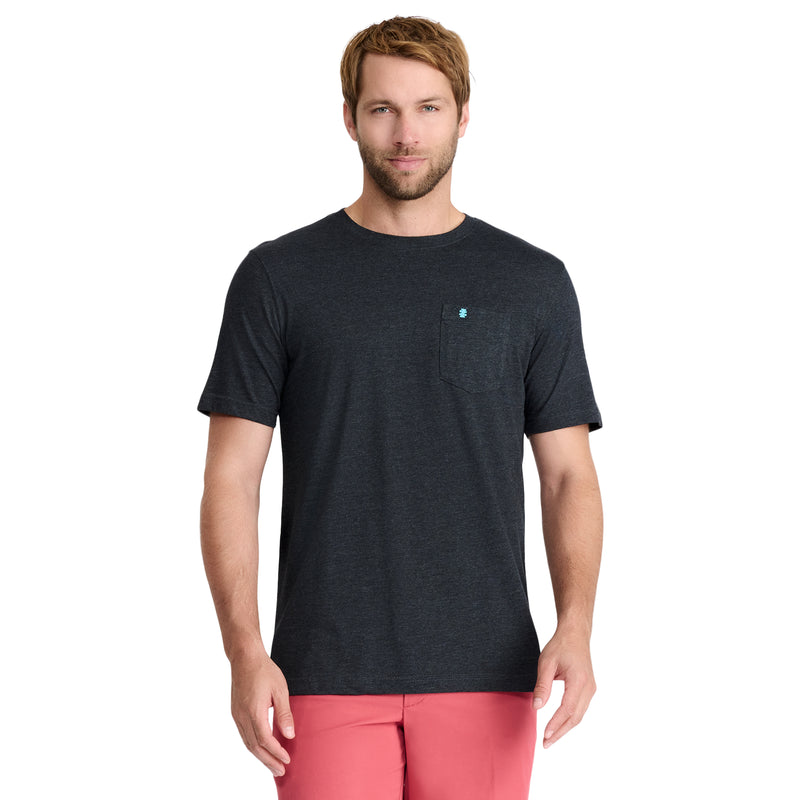 SALTWATER SHORT SLEEVE SOLID T-SHIRT WITH POCKET - BLACK