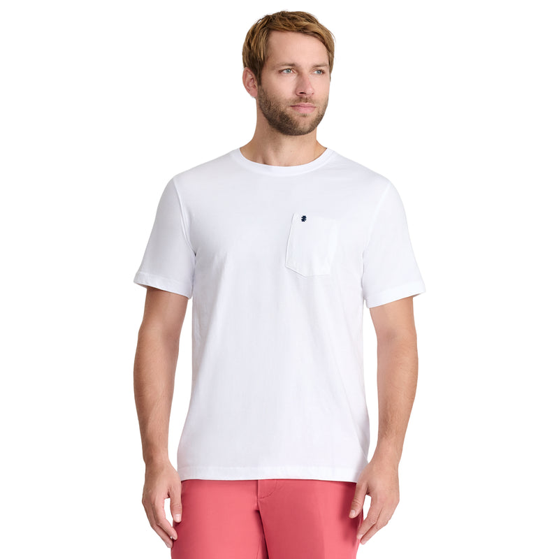 SALTWATER SHORT SLEEVE SOLID T-SHIRT WITH POCKET - BRIGHT WHITE