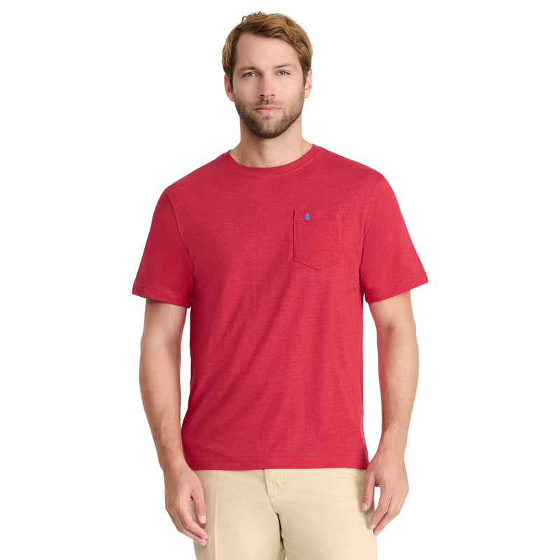 SALTWATER SHORT SLEEVE SOLID T-SHIRT WITH POCKET - GLOSSY RED