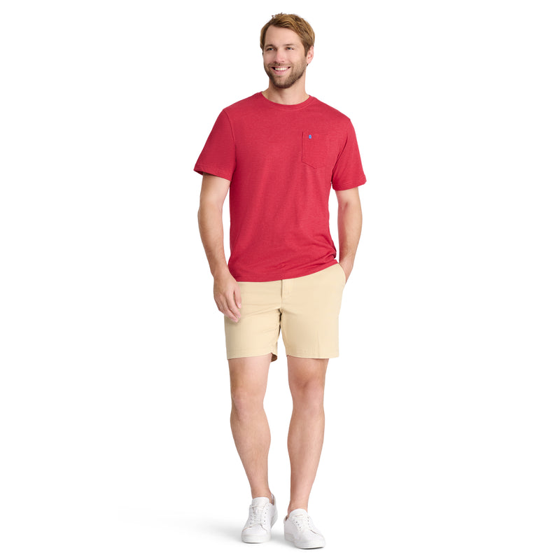 SALTWATER SHORT SLEEVE SOLID T-SHIRT WITH POCKET - GLOSSY RED
