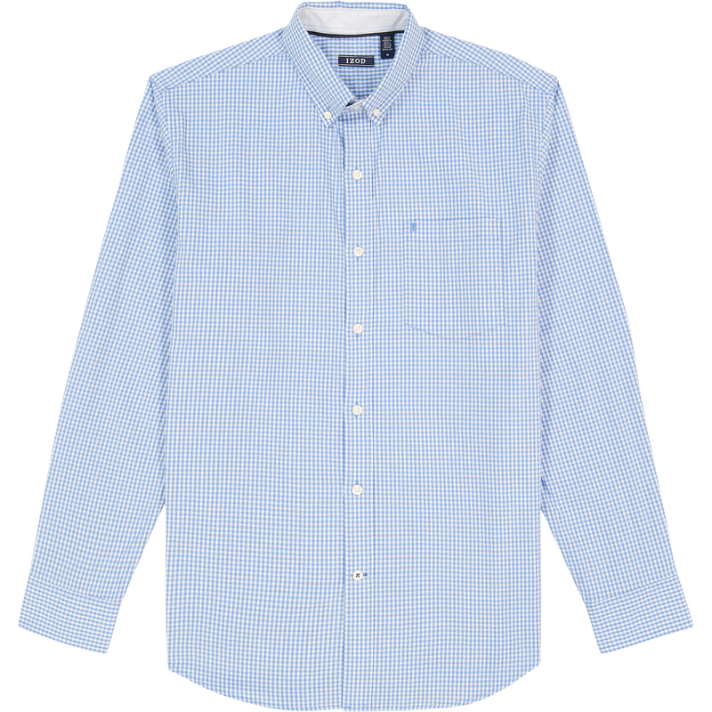 PERFORMANCE COMFORT LONG-SLEEVE GINGHAM BUTTON-DOWN SHIRT - BLUE REVIVAL