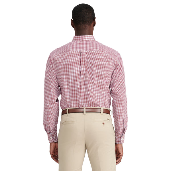 PERFORMANCE COMFORT LONG SLEEVE GINGHAM BUTTON DOWN SHIRT - BIKING RED